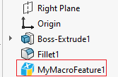 Macro feature in the feature manager tree