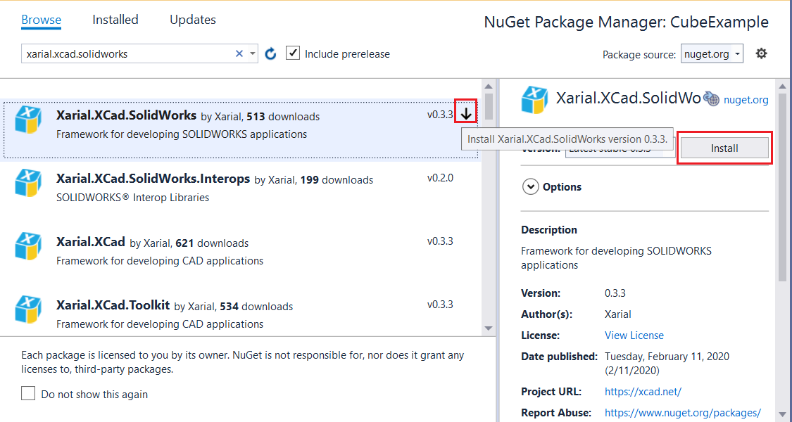 xCAD NuGet package for SOLIDWORKS