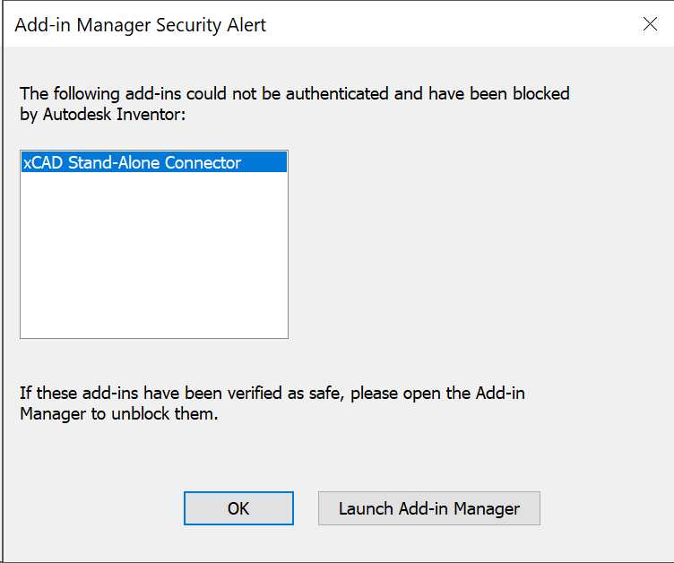 Blocked Stand-Alone connector xCAD add-in