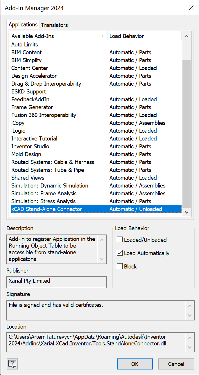 Unblock xCAD Stand-Alone Connector add-in