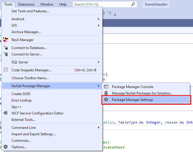 Nuget Package Manager settings