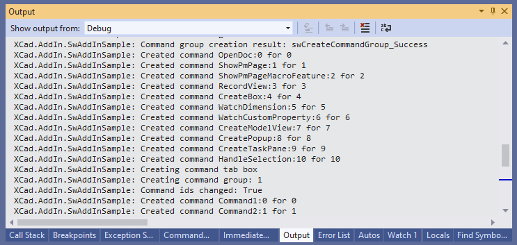 Trace messages in the output window of Visual Studio